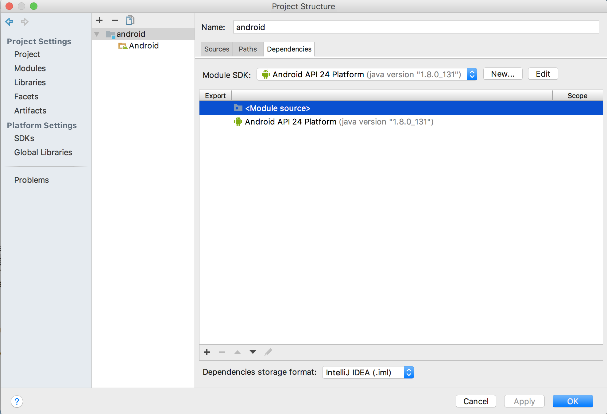 Dependecies Android API 24